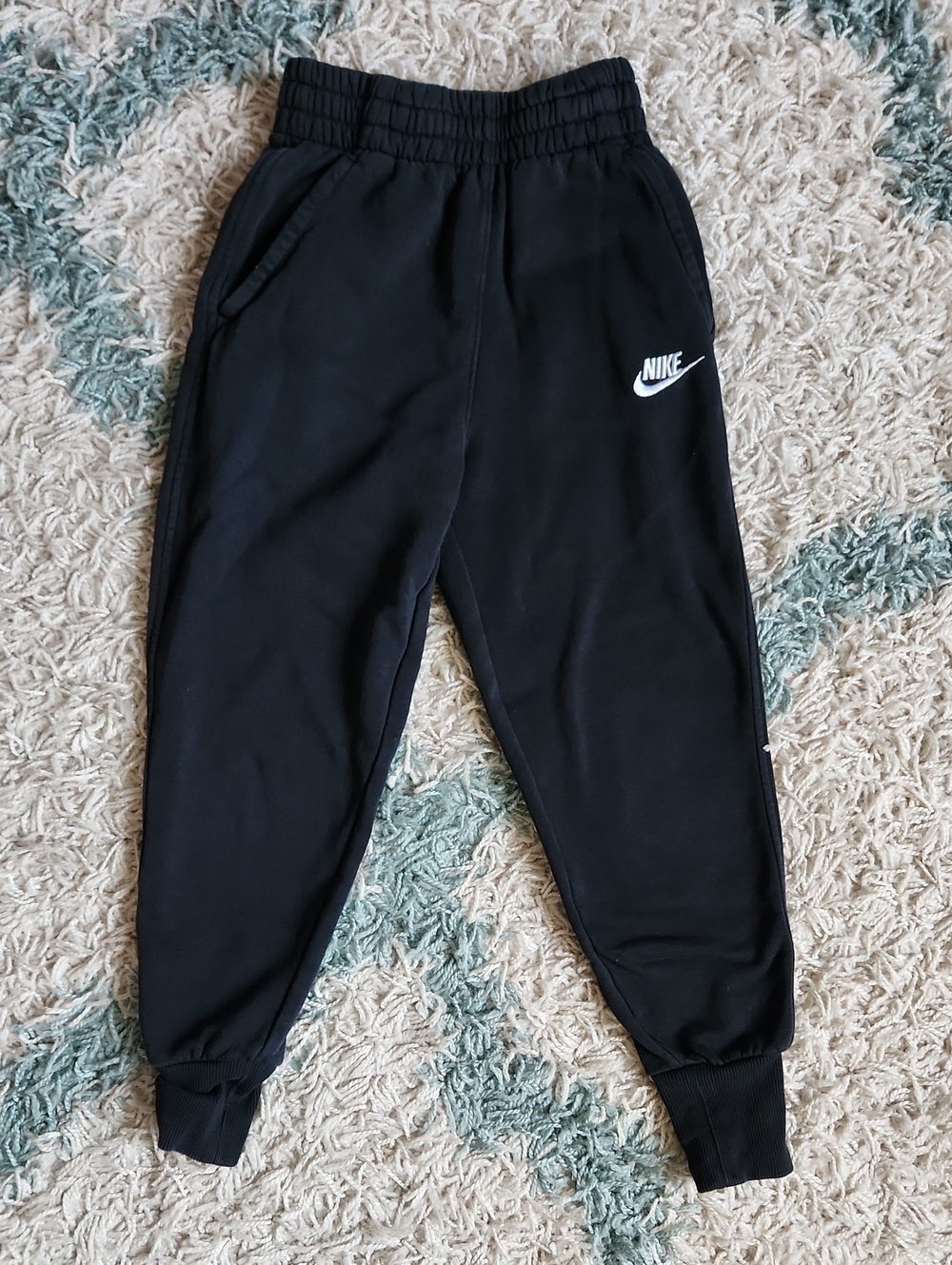 Nike Black Kids Joggers Pants with White Swoosh EUC